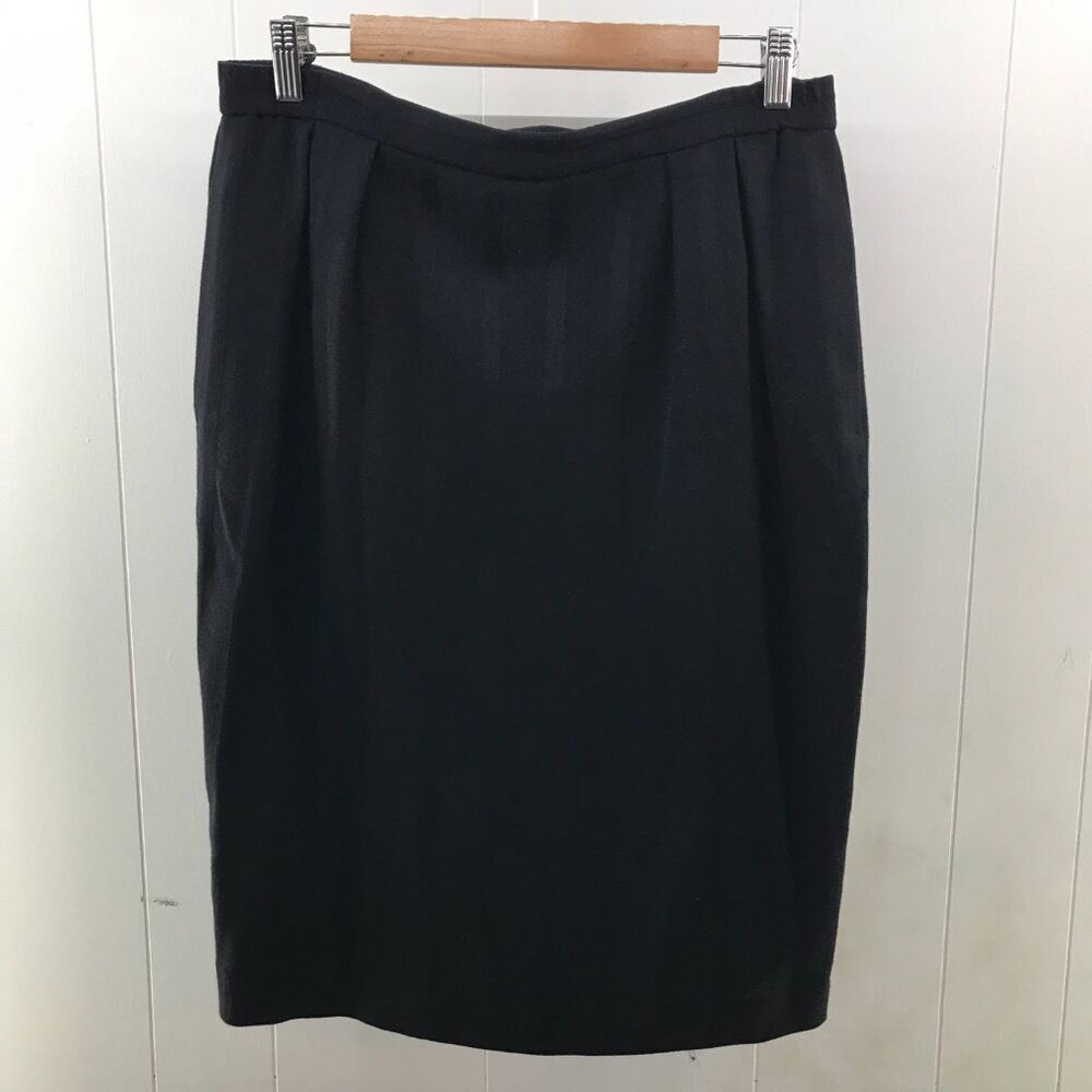 vintage Jones New York wool navy 2 piece skirt suit set size 14 - Picture 5 of 8